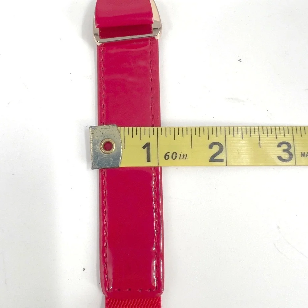 Vintage Womens Red Patent Buckle Bow Belt Retro Pinup Coquette Girlhoodcore S